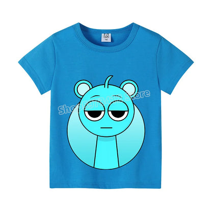 Sprunki Kids T-shirt Summer Children Incredibox Game Cotton Short Sleeve Top Boy Anime Fashion Cute Tee Girl Casual Clothes Gift