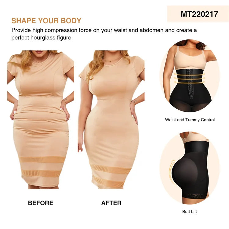 New Women Fajas Colombianas Shapewear 3 Boned Sculpt Booty Shorts High Waist Trainer Body ShaperTummy Control Underwear Shaping