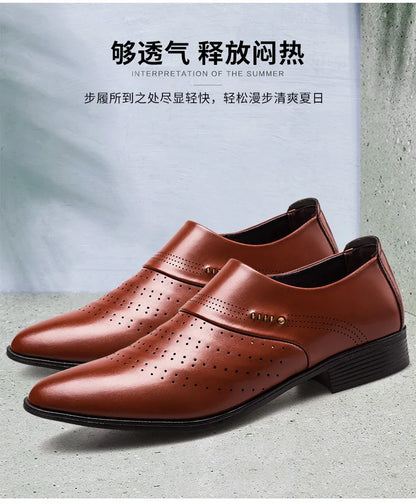 Zapatos Spring Men Leather Shoe Carved Business Formal Dress British Style Large Size Men Shoe Hollowed Out Perforated Men Shoes