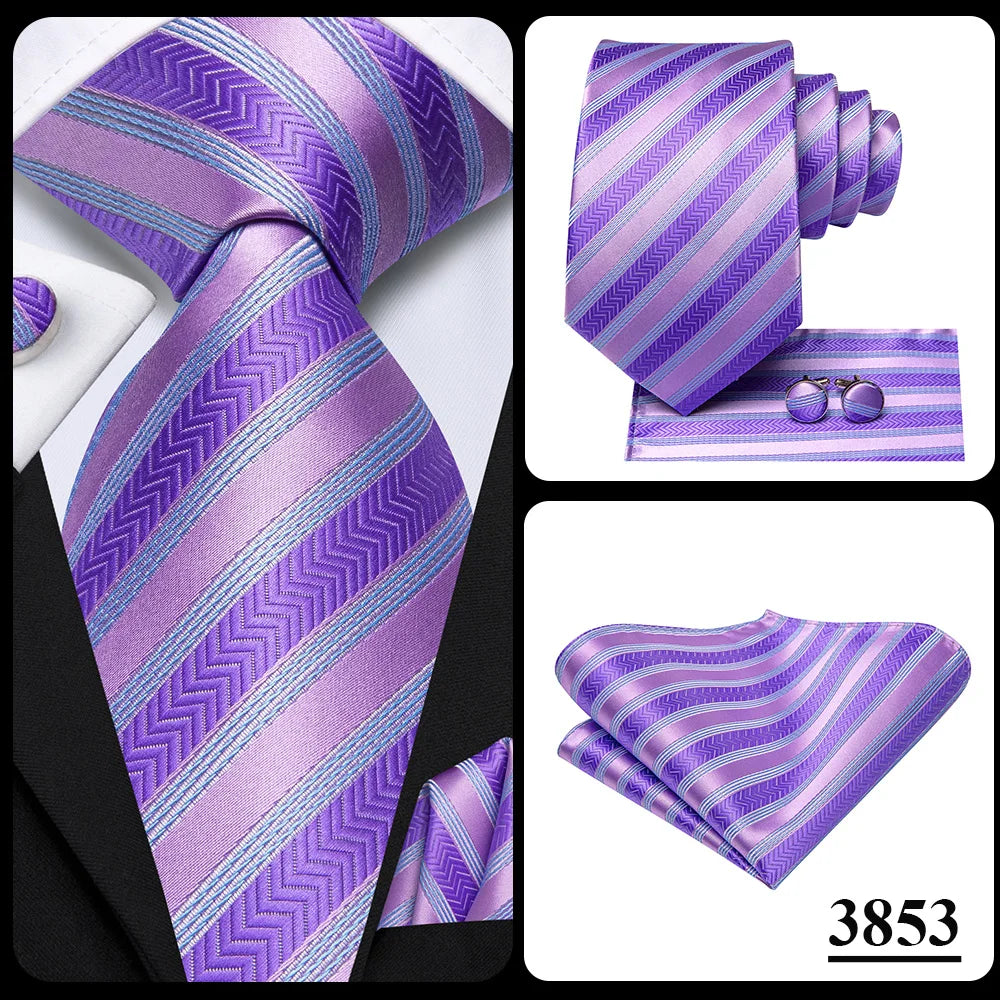 Hi-Tie Light Purple Solid Silk Wedding Tie For Men Quality Hanky Cufflink Gift Necktie Set Fashion Novelty Designer Dropshipping