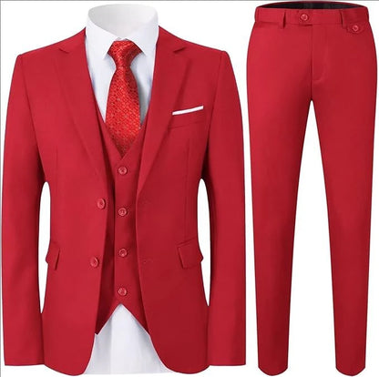 Suit For Men Elegant Wedding 3 Pieces 2 Sets Blazers Full Jackets Vest Pants Formal Fashion Luxury Coats 2025 Classic Costume