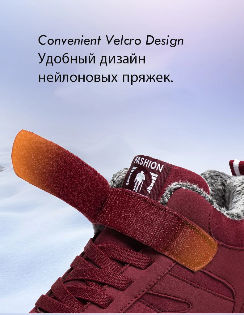 Warm Men Women Winter Boots With Fur Size 35-45 Snow Boots For Unisex Fashion Outdoor Sneakers Women Men Ankle Boots