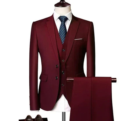 Elegant Suits For Men Wedding 3 Pieces 2 Set Luxury Fashion Classic Full Jackets Vest Pants Blazers Outfit 2024 Formal Costume