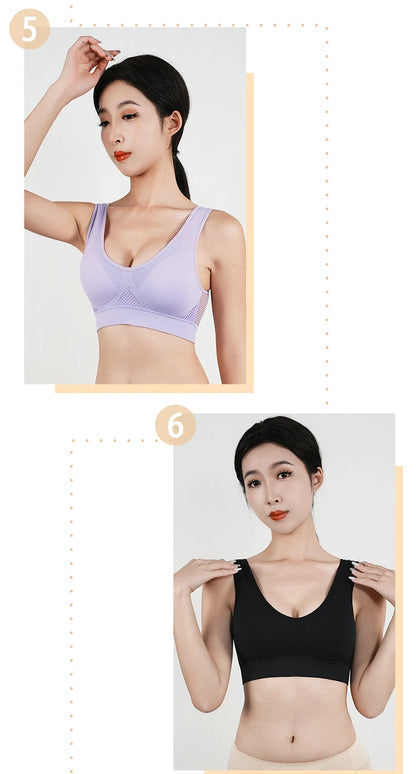 Women Large Sports Bra No Steel Ring Seamless Bra Anti Sagging Gathering Bralette Pad Gym Runing Bras Yoga Vest Underwear S-6XL