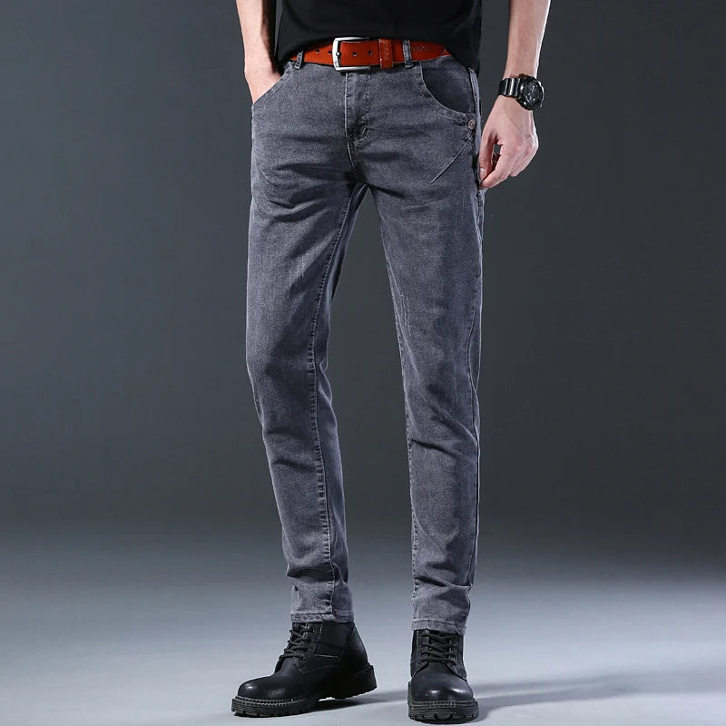 2024 New Men Spring and Autumn Korean Version Comfort Men Stretch Youth Slim Fashion  Skinny Jeans Pants Designer Clothes