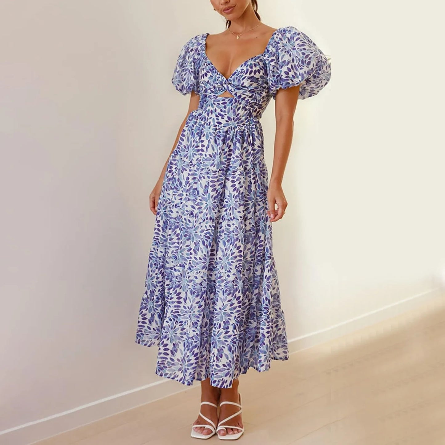 Vestidos Para Mujer Spring Formal Dresses For Women V-Neck Floral Long Dress Casual Summer Dresses For Women Floral Formal Dress