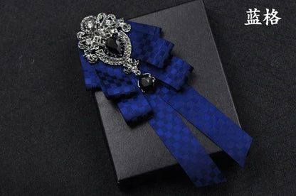 Fashion Handmade Bow Tie Wedding Collar Luxury Rhinestone Bowtie Necktie Brooch Pocket Towel Square Set Gift for Men Accessories