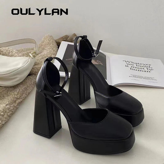 Super-high Heel Thick Heel Shoes Platform Sandals Women 2024 Designer Elegant Fashion Sexy Dress Party Round Toe White Heels