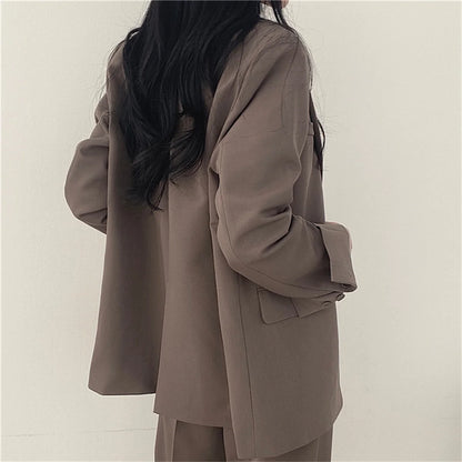2026 Spring New Women's Clothing Suit Jacket Casual Pants Set Wide Leg Suit Pants Elegant Office Lady Business Suit Set Blazers