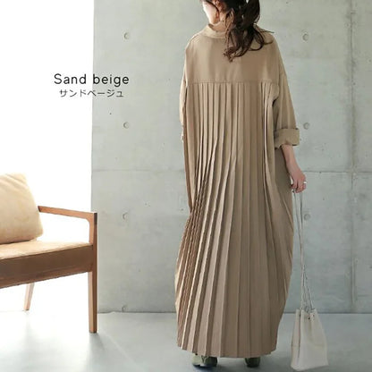 Spring Long Shirt Dress A-line Women's Dress Elegant Pleated Long Sleeve Casual Dresses Female Fashion Oversize Ladies Clothes
