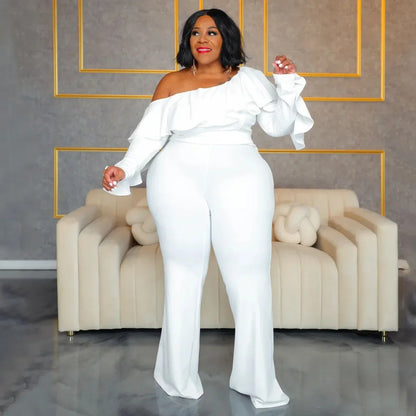 X6019 Plus Size Solid Color Women's Fashion Loose-Fit Cross-Border New Jumpsuit Without Straps Sexy Stylish Female Romper