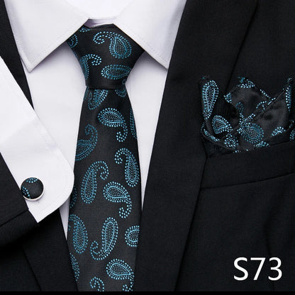 Hot Sale Holiday Gift Tie Pocket Squares Cufflink Set Necktie Dot Man Dark Grey Wedding Accessories Performance