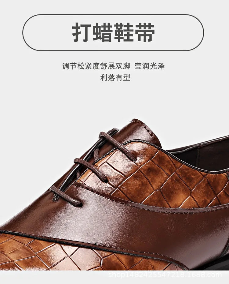 Luxury  Leather Shoes for Men Brand Derby Shoes for Men Pointed Toe Lace-up Men's Formal Shoes Handmade Business Footwear 2024