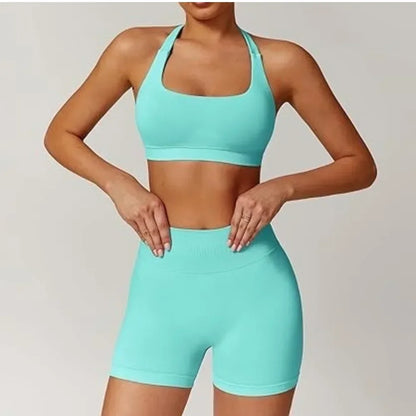 Women's Gym Solid Color Sports Bra Sexy Tight Fitting Backless Seamless with Chest Cushion Vest Exercise Yoga Camisole Top