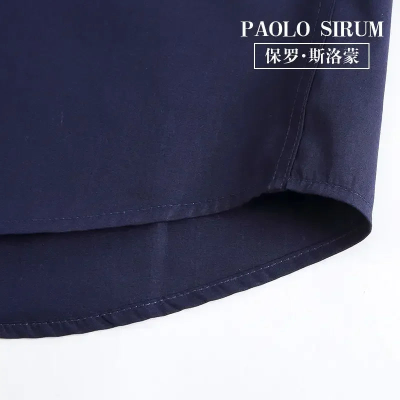 Men's Dress Shirt Autumn Spring Long Sleeve Business Blue Casual Shirts Female Coat Slim-fit Non-ironing Solid Color Black