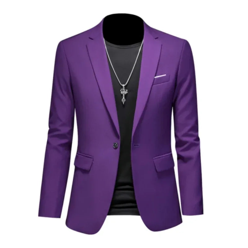 Boutique Fashion Suit Men's Slim Groom Wedding Suit Jacket Business Office Suit Casual Solid Color Suit Jacket