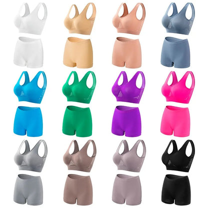 Seamless Bra Set Women Low Waist Underwear Female Tanks Bra Top Sexy Thong Panties Casual Sports Lingerie Set Girls Intimates