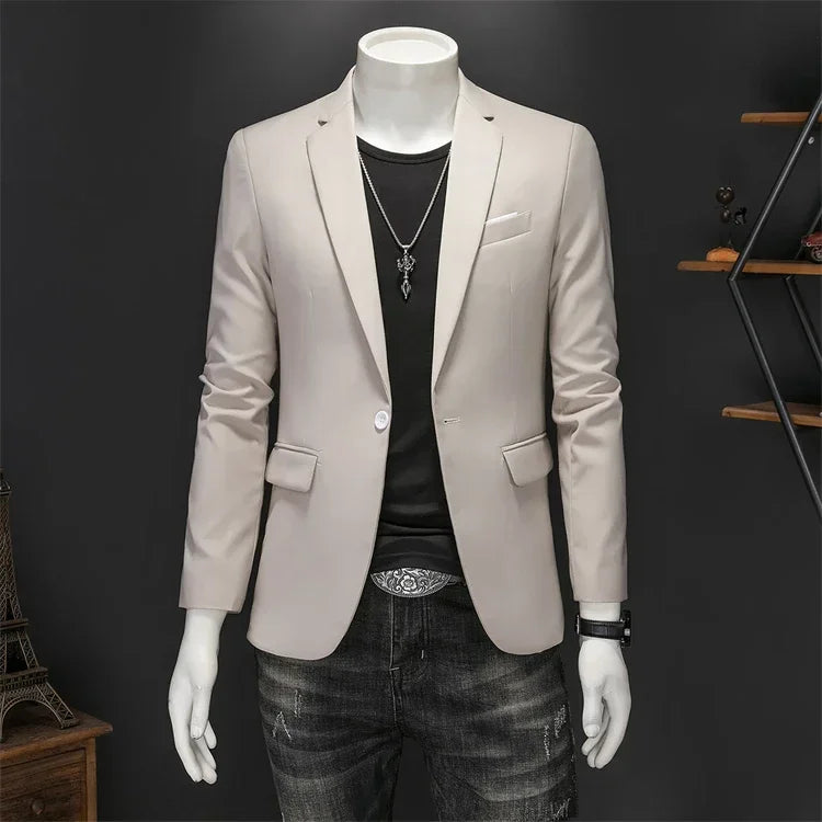 Boutique Fashion Suit Men's Slim Groom Wedding Suit Jacket Business Office Suit Casual Solid Color Suit Jacket