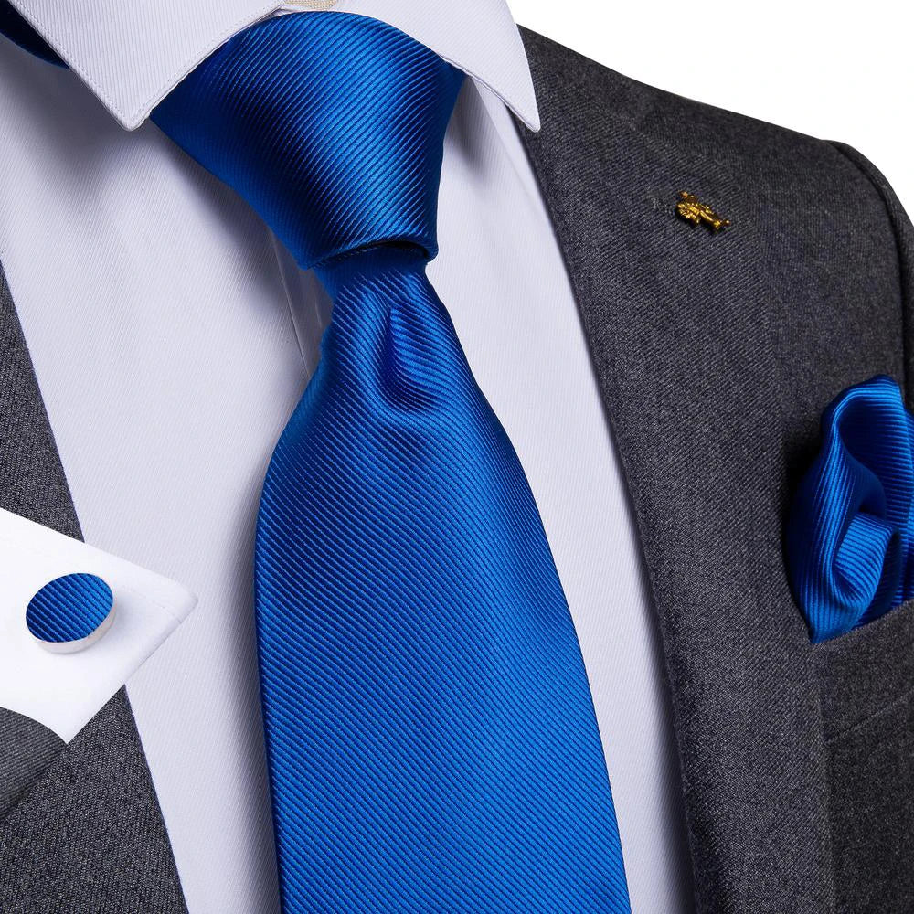 Hi-Tie Light Blue Solid Silk Wedding Nicktie For Men Hanky Cufflink Gift Men Tie Set Business Party Dropshipping Novelty Design