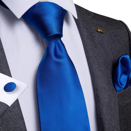 Hi-Tie Light Blue Solid Silk Wedding Nicktie For Men Hanky Cufflink Gift Men Tie Set Business Party Dropshipping Novelty Design