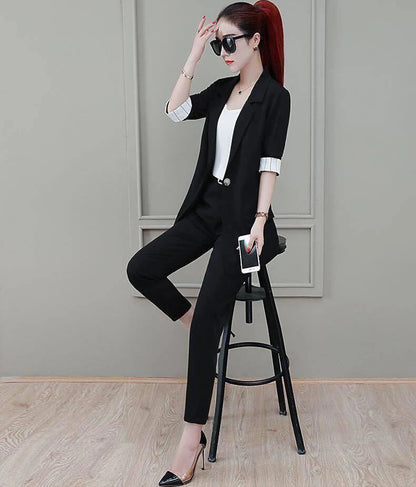 Two Piece Set Pants for Women Professional Trouser Suit Blazer and Womens 2 Pant Sets Top Outfit Wear To Work Office Pink Classy