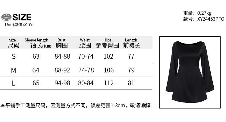 Satin Dress for Women Fashion Vintage Streetwear Dresses Solid Slim Long Sleeve Lace Up Mini Autumn Winter Dresses