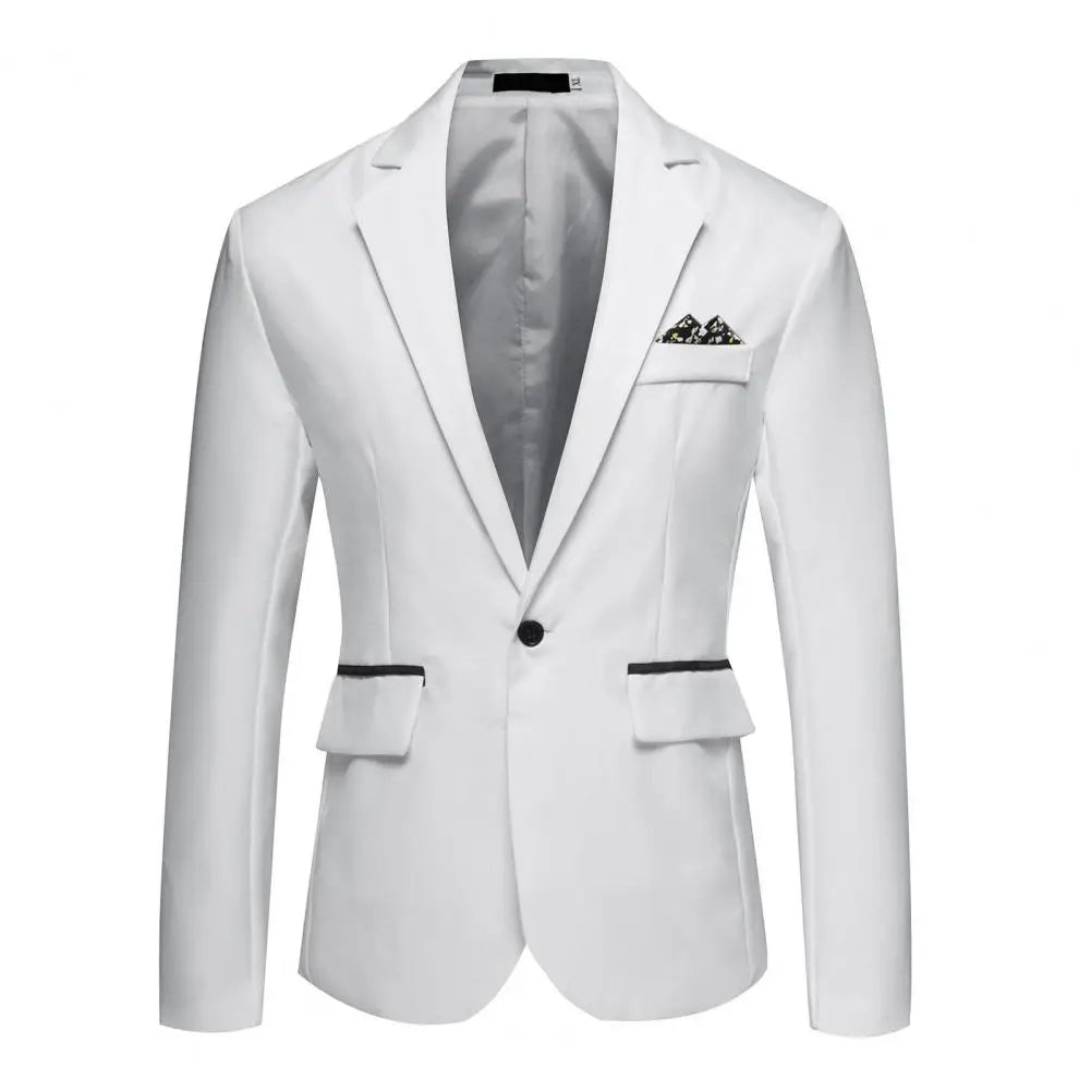 Men Suit Coat Formal Business Style Slim Fit Single Button Cardigan Lapel Long Sleeve Commute Office Groom Wedding Suit Jacket