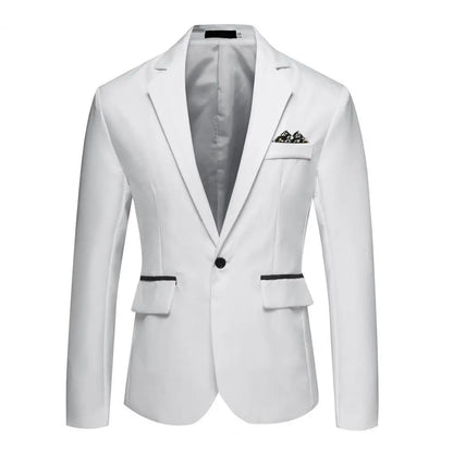 Men Suit Coat Formal Business Style Slim Fit Single Button Cardigan Lapel Long Sleeve Commute Office Groom Wedding Suit Jacket