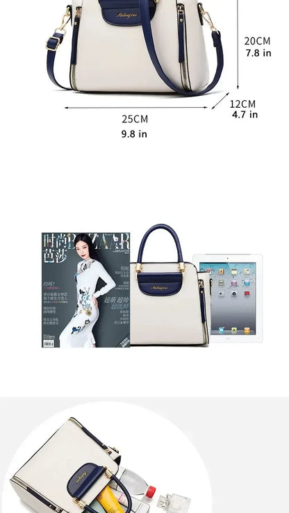 Fashion Color Contrast Handbag, Stitching Striped Crossbody Bag Women's Elegant Office & Work Purse