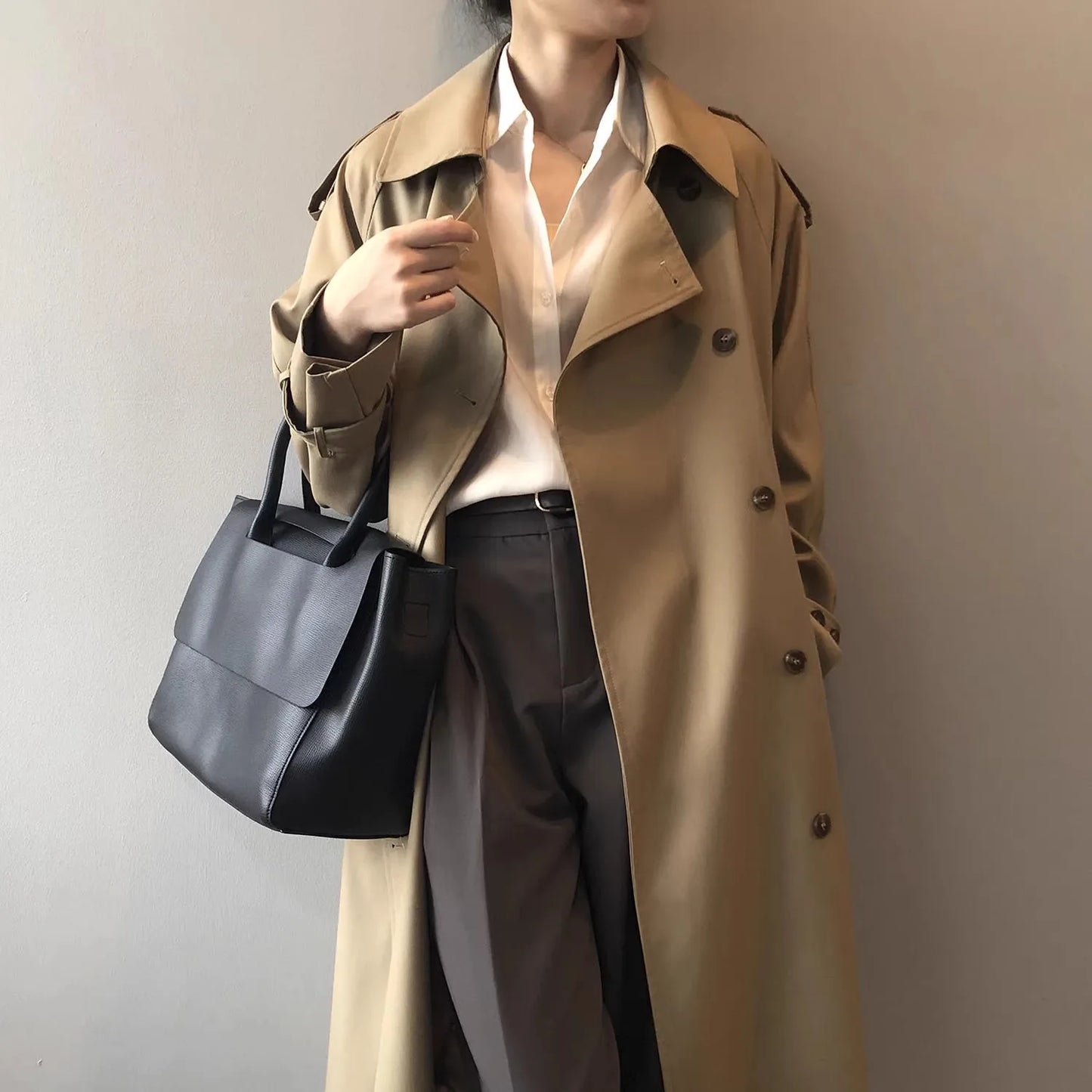 Women Loose Long Belt Abrigos Korean Classic Double Breasted Trench Coats Spring Fall Streetwear Casual Gabardina Outerwears New