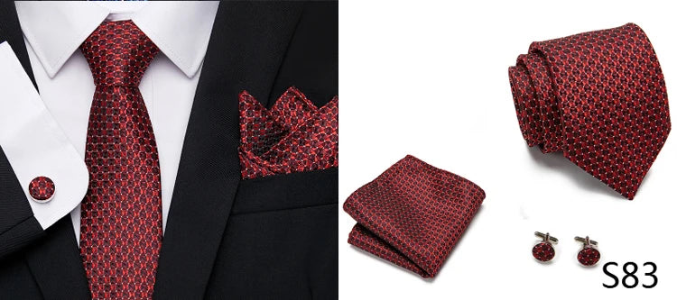 Hot Sale Holiday Gift Tie Pocket Squares Cufflink Set Necktie Dot Man Dark Grey Wedding Accessories Performance