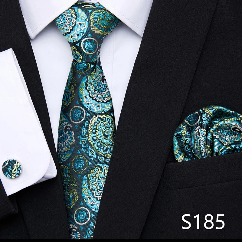Hot Sale Holiday Gift Tie Pocket Squares Cufflink Set Necktie Dot Man Dark Grey Wedding Accessories Performance