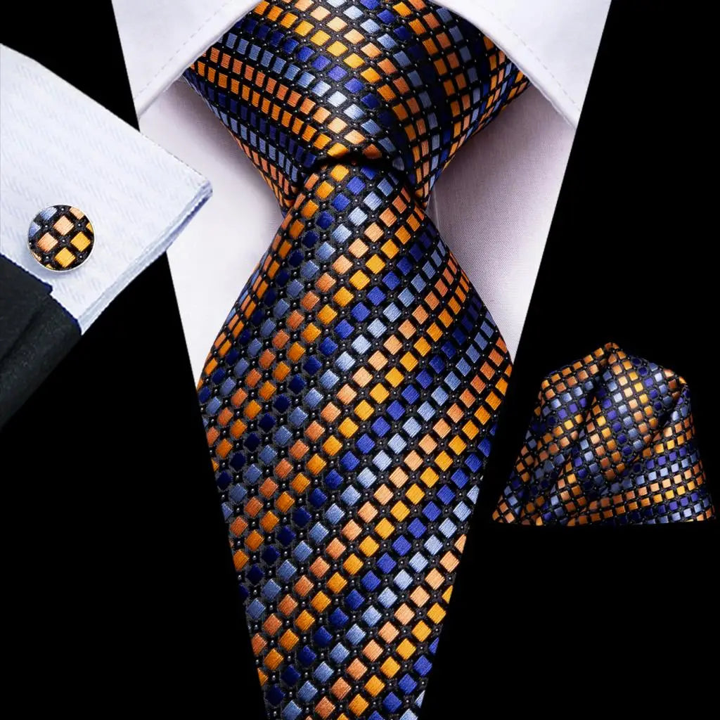 Hi-Tie Psialey Black Gold Silk Elegant Tie For Men Groom Wedding Men Necktie Pocket Square Cufflink Accessory Wholesale Designer