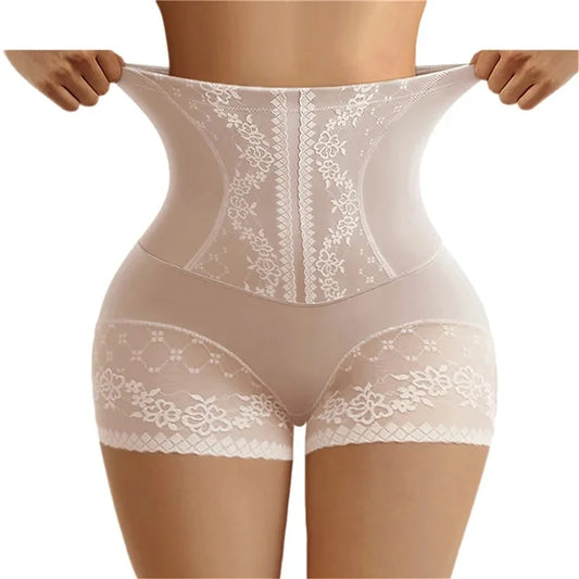 Women High Waist Control Panties Seamless Shapewear Briefs With Lace Slimming Shorts Flat Belly Shaping Postpartum Underwear