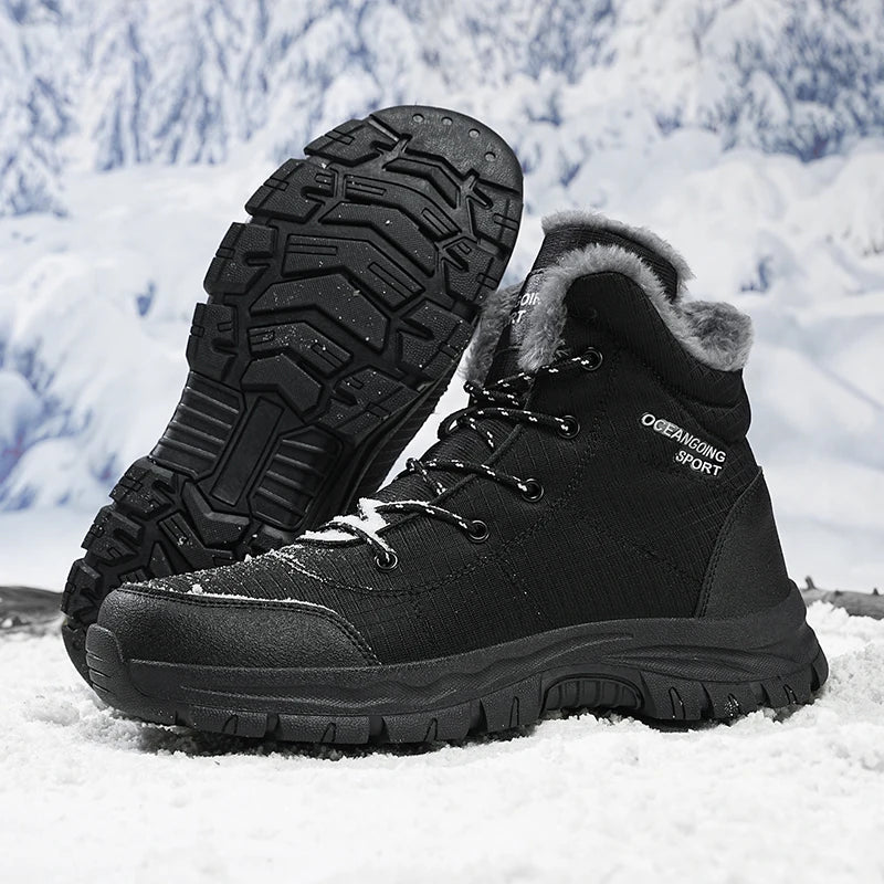 Super Warm Winter Boots With Fur Outdoor Hiking Men Boots Snow Antiskid Waterproof Boots Men Shoes Winter botas High Top hombre