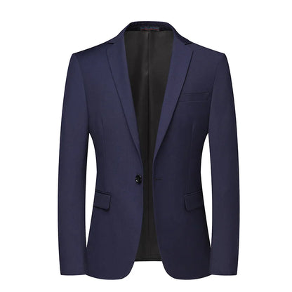 Blazer New Men's Fashion Business Solid Color British Style Professional Work Groom Wedding Dress Best Man Blazer Jacket