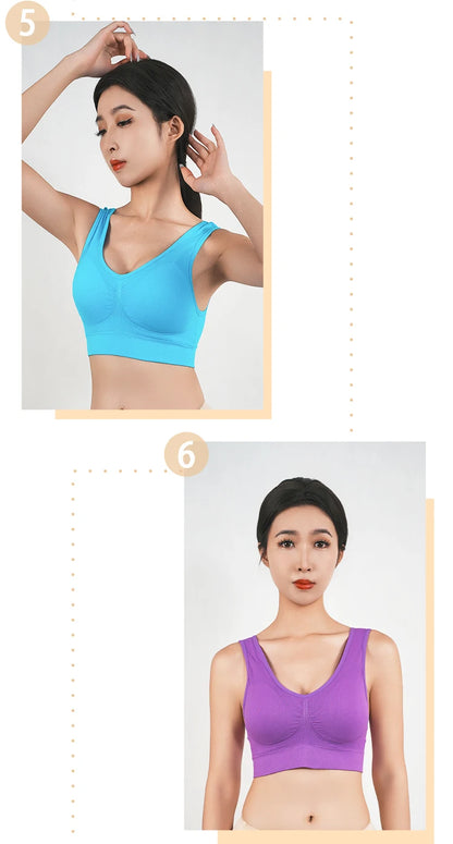 Women Large Seamless Bras Push Up Sports Top Female Breathable Brassiere Unwired Active Padded Bra Crop Top Gym Runing Yoga Vest