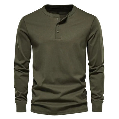 Cross-border Spring and Autumn Clothing European and American Men's T-Shirt Long-sleeved Men's Base Henry Shirt