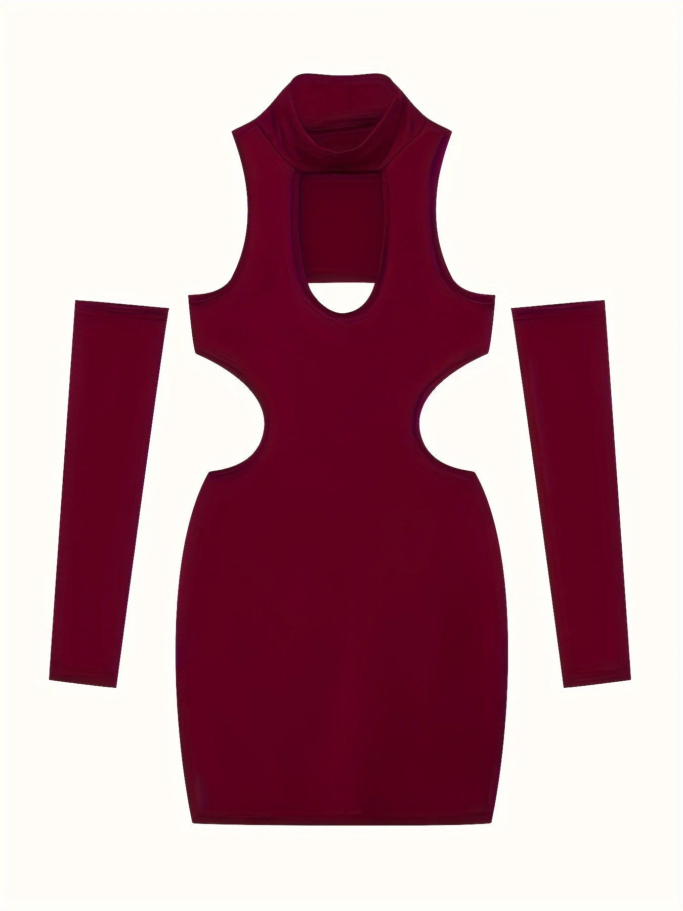 Spring and Summer New Style Dress Europe and the United States Sexy Solid Color Hollow Neck Tight Hip Dress