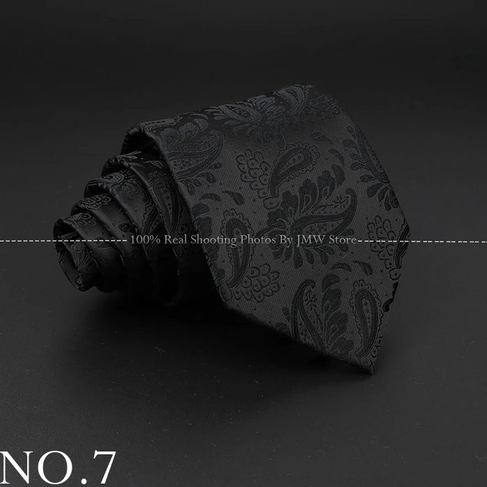 New Design Wedding Men Tie Black Solid Striped Paisley Flower Neckties Men Business Dropshipping Groom Collar Accessories Gift