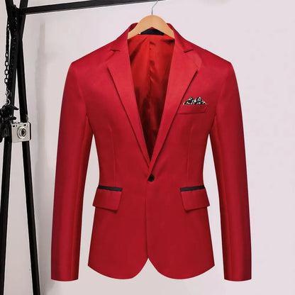 Men Suit Coat Formal Business Style Slim Fit Single Button Cardigan Lapel Long Sleeve Commute Office Groom Wedding Suit Jacket