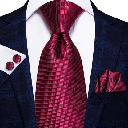 Hi-Tie Mens Gift Tie Set Red Wine Burgundy Paisley Silk Wedding Tie For Men Fashion Design Quality Hanky Cufflink Dropshipping