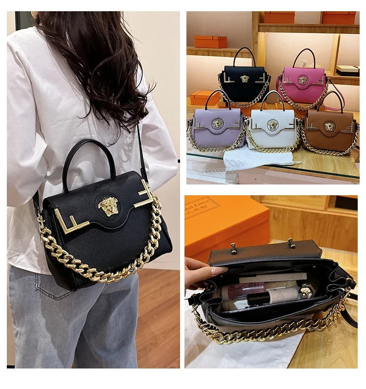 Premium Retro Messenger Bag Women - Textured Leather Shopper with Custom Paris Letter Logo & Versatile Crossbody Strap Design