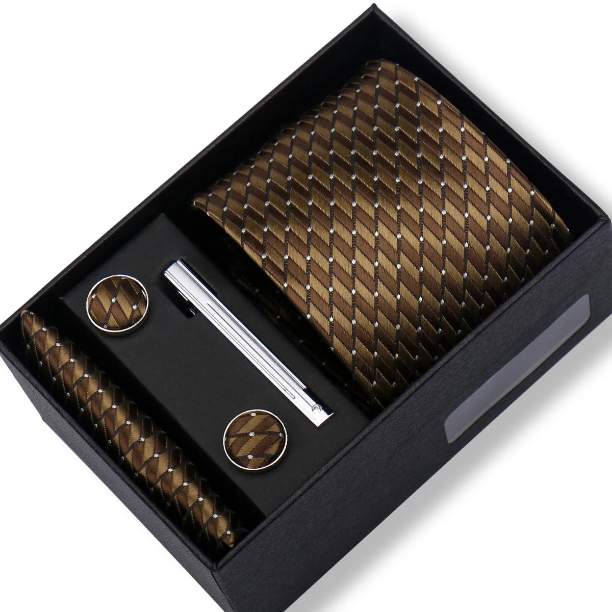 Ties Gift Box Brand Design Top Quality Jacquard Necktie Hanky Cufflink Set Tie Clip For Men Gravatas Business Wedding