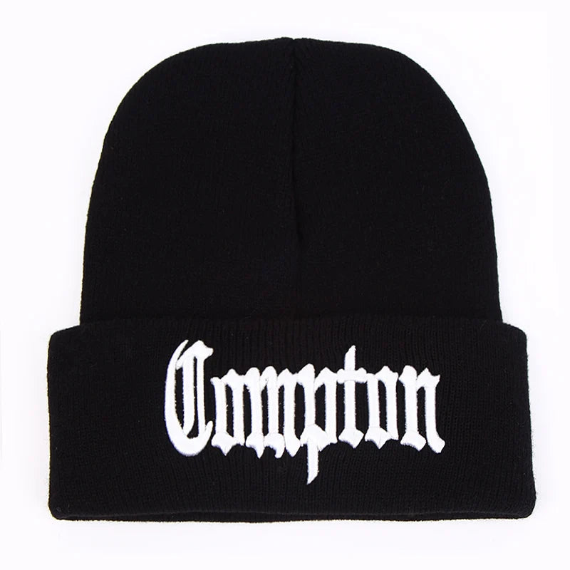 Unisex Compton Letter Embroidery Beanies Autumn Winter Warm Hat Hip Cap Beanie Hat Caps for Women Men