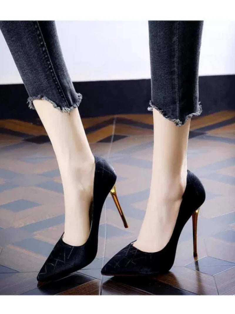 Fashion Banquet Sexy Stiletto High Heel Striped Pointed Women's Shoes New Thin Heel Shoes Shoes for Women Pumps Wedding