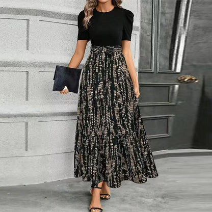 Spring Elegant Dress For Women Bow Tie Waist Cinched Dress A-Lin Flowing Skirt Office Women'S Clothing High Waisted Fashion Dres