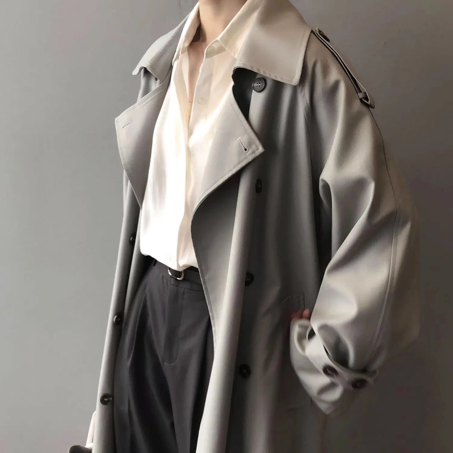 Women Loose Long Belt Abrigos Korean Classic Double Breasted Trench Coats Spring Fall Streetwear Casual Gabardina Outerwears New