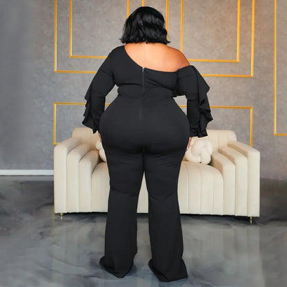X6019 Plus Size Solid Color Women's Fashion Loose-Fit Cross-Border New Jumpsuit Without Straps Sexy Stylish Female Romper