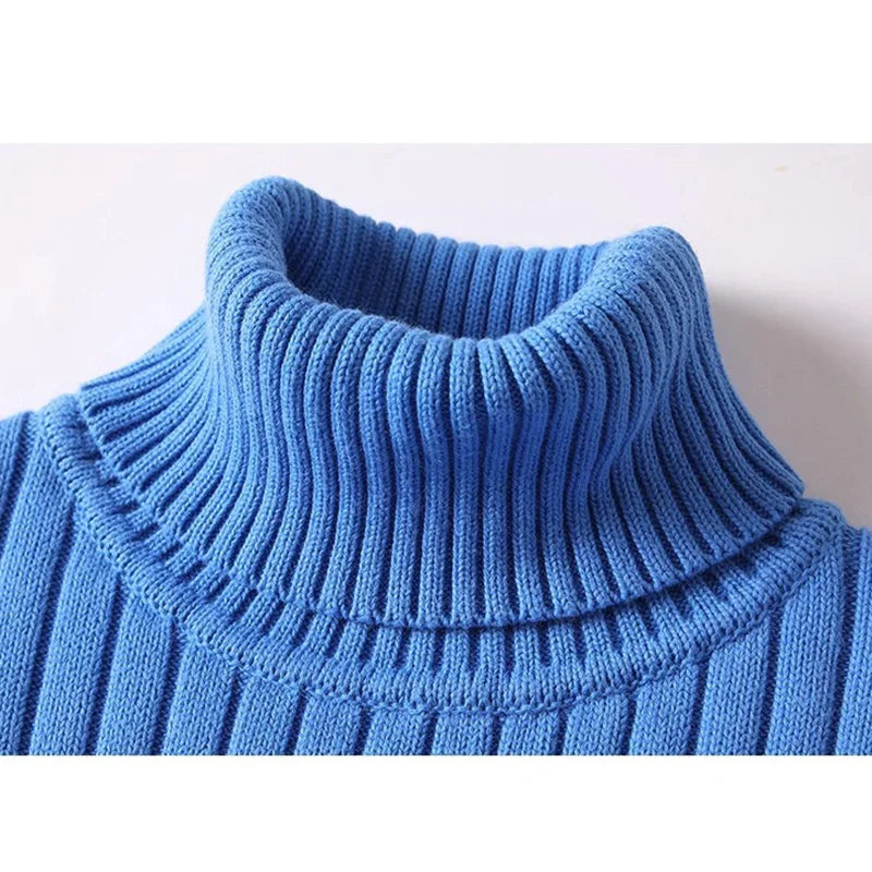 Men's Stylish Solid Thicken turndown Pullovers Thermal Winter Long Sleeve Sweater Vertical Stripes Design Knitted Sweaters Male